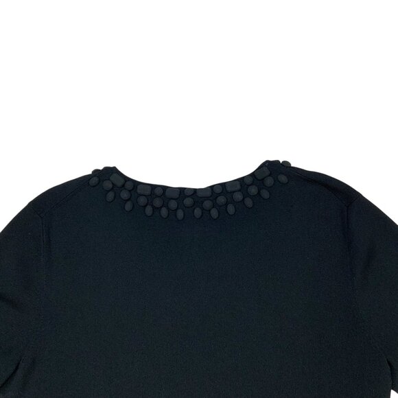 Lafayette 148 New York Bolero Cardigan Sweater XL Black Short Sleeve Crop Beaded - Picture 9 of 15